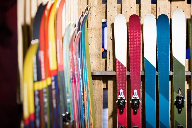 skis in a rack
